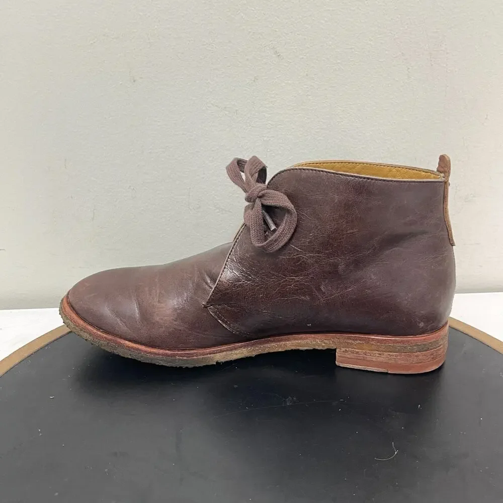 Bernardo Chukka Boots Men 9 Brown Leather Ankle Lace Up Desert Crepe Sole Preppy